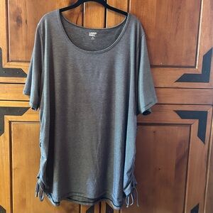 Lands’ End Ruched Side Top, Navy Thin Striped Plus‎ Size 3X